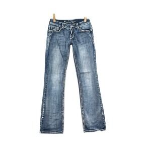 Cedar Rose Bootcut Jeans Womens 27X31 Blue Y2K Thick Stitch Low Rise Denim‎